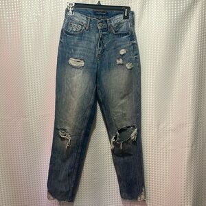 Aeropostale Womens Mom Jeans Sz. 00 Distressed Light Blue Denim